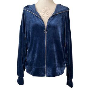 Truth by Republic Blue Velour Full Zip Hoodie Size XL
